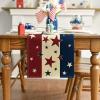 Artoid Mode Stars Stripes Patriotic Memorial Day 4th of July Table Runner, Independence Day Kitchen Dining Table Decoration for Home Party Decor 13×72 Inch(Red/Beige/Blue)
