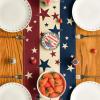 Artoid Mode Stars Stripes Patriotic Memorial Day 4th of July Table Runner, Independence Day Kitchen Dining Table Decoration for Home Party Decor 13×72 Inch(Red/Beige/Blue)