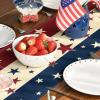Artoid Mode Stars Stripes Patriotic Memorial Day 4th of July Table Runner, Independence Day Kitchen Dining Table Decoration for Home Party Decor 13×72 Inch(Red/Beige/Blue)
