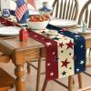 Artoid Mode Stars Stripes Patriotic Memorial Day 4th of July Table Runner, Independence Day Kitchen Dining Table Decoration for Home Party Decor 13×72 Inch(Red/Beige/Blue)