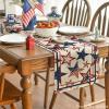 Artoid Mode The Stars and Stripes Patriotic 4th of July Table Runner, Memorial Day Kitchen Dining Table Decoration for Home Party Decor 13×72 Inch(Beige)