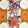 Artoid Mode Wood Stars Beads America Patriotic 4th of July Table Runner, Memorial Day Kitchen Dining Table Decoration for Home Party Decor 13×72 Inch(Beige)