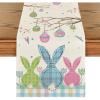 Artoid Mode Buffalo Plaid Bunny Egg Carrot Easter Table Runner, Seasonal Spring Kitchen Dining Table Decoration for Home Party Decor 13×72 Inch(Blue/Pink/Green)