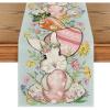 Artoid Mode Bunny Rabbit Egg Flower Easter Table Runner, Seasonal Spring Kitchen Dining Table Decoration for Home Party Decor 13×72 Inch(Blue)