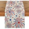 Artoid Mode Silver Fireworks Patriotic 4th of July Table Runner, Seasonal Kitchen Dining Table Decoration for Home Party Decor 13×72 Inch(Silver)