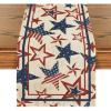 Artoid Mode The Stars and Stripes Patriotic 4th of July Table Runner, Memorial Day Kitchen Dining Table Decoration for Home Party Decor 13×72 Inch(Beige)