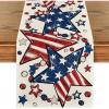 Artoid Mode Wood Stars Beads America Patriotic 4th of July Table Runner, Memorial Day Kitchen Dining Table Decoration for Home Party Decor 13×72 Inch(Beige)