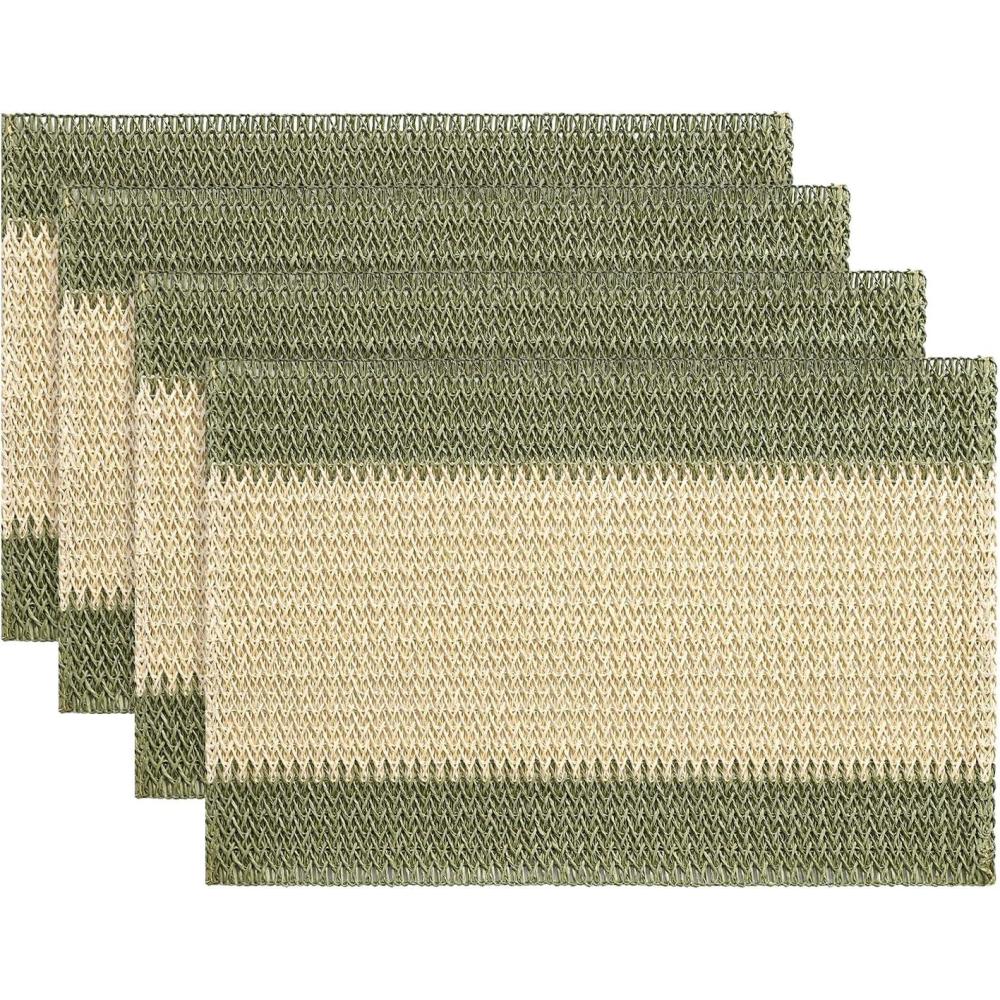 image:imageArtoid Mode Light Green Paper Woven Farmhouse Stripe Placemats Set of 412x18 Inch Seasonal Holiday Table Mats Party Kitchen Dining DecorationDark Green