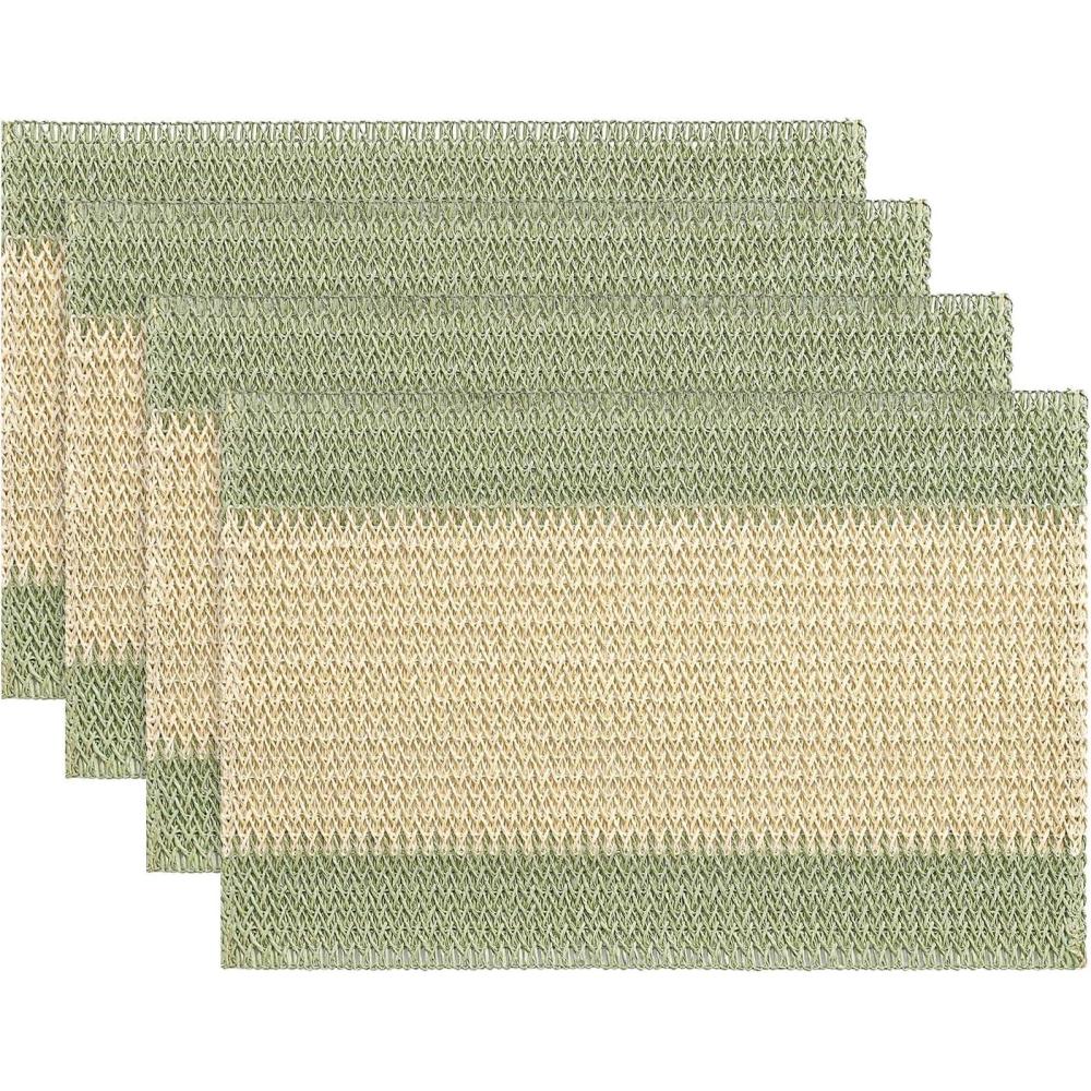 image:imageArtoid Mode Light Green Paper Woven Farmhouse Stripe Placemats Set of 412x18 Inch Seasonal Holiday Table Mats Party Kitchen Dining DecorationLight Green