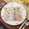 Artoid Mode Buffalo Plaid Rabbits Flowers Vinyl Easter Placemats Set of 4, 12×18 Inch Wipeable Non-Slip PVC Place Mats for Party Kitchen Dining Decor(Beige)