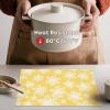 Artoid Mode Green Flowers Vinyl Spring Placemats Set of 4, Washable Heat Resistant Non-Slip Woven Plastic PVC Summer Place Mats for Farmhouse Holiday Party Dining Table Decor(Yellow)
