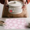 Artoid Mode Green Flowers Vinyl Spring Placemats Set of 4, Washable Heat Resistant Non-Slip Woven Plastic PVC Summer Place Mats for Farmhouse Holiday Party Dining Table Decor(Pink)