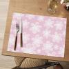 Artoid Mode Green Flowers Vinyl Spring Placemats Set of 4, Washable Heat Resistant Non-Slip Woven Plastic PVC Summer Place Mats for Farmhouse Holiday Party Dining Table Decor(Pink)