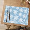 Artoid Mode Green Flowers Vinyl Spring Placemats Set of 4, Washable Heat Resistant Non-Slip Woven Plastic PVC Summer Place Mats for Farmhouse Holiday Party Dining Table Decor(Blue)
