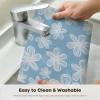 Artoid Mode Green Flowers Vinyl Spring Placemats Set of 4, Washable Heat Resistant Non-Slip Woven Plastic PVC Summer Place Mats for Farmhouse Holiday Party Dining Table Decor(Blue)