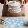 Artoid Mode Green Flowers Vinyl Spring Placemats Set of 4, Washable Heat Resistant Non-Slip Woven Plastic PVC Summer Place Mats for Farmhouse Holiday Party Dining Table Decor(Blue)
