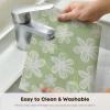 Artoid Mode Green Flowers Vinyl Spring Placemats Set of 4, Washable Heat Resistant Non-Slip Woven Plastic PVC Summer Place Mats for Farmhouse Holiday Party Dining Table Decor(Green)