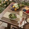 Artoid Mode Light Green Paper Woven Farmhouse Stripe Placemats Set of 4,12×18 Inch Seasonal Holiday Table Mats Party Kitchen Dining Decoration(Brown)