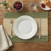 Artoid Mode Light Green Paper Woven Farmhouse Stripe Placemats Set of 4,12×18 Inch Seasonal Holiday Table Mats Party Kitchen Dining Decoration(Dark Green)