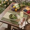 Artoid Mode Light Green Paper Woven Farmhouse Stripe Placemats Set of 4,12×18 Inch Seasonal Holiday Table Mats Party Kitchen Dining Decoration(Dark Green)