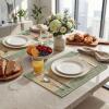 Artoid Mode Light Green Paper Woven Farmhouse Stripe Placemats Set of 4,12×18 Inch Seasonal Holiday Table Mats Party Kitchen Dining Decoration(Light Green)
