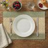 Artoid Mode Light Green Paper Woven Farmhouse Stripe Placemats Set of 4,12×18 Inch Seasonal Holiday Table Mats Party Kitchen Dining Decoration(Light Green)
