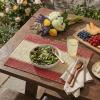 Artoid Mode Light Green Paper Woven Farmhouse Stripe Placemats Set of 4,12×18 Inch Seasonal Holiday Table Mats Party Kitchen Dining Decoration(Red)