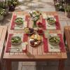 Artoid Mode Light Green Paper Woven Farmhouse Stripe Placemats Set of 4,12×18 Inch Seasonal Holiday Table Mats Party Kitchen Dining Decoration(Red)