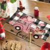 Artoid Mode Pink Car Black Buffalo Plaid Love Valentine Placemats Set of 4, 12×18 Inch Seasonal Anniversary Holiday Table Mats for Party Kitchen Dining Decoration(Black/Pink)