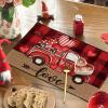 Artoid Mode Pink Car Black Buffalo Plaid Love Valentine Placemats Set of 4, 12×18 Inch Seasonal Anniversary Holiday Table Mats for Party Kitchen Dining Decoration(Red/Red)
