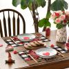 Artoid Mode Pink Car Black Buffalo Plaid Love Valentine Placemats Set of 4, 12×18 Inch Seasonal Anniversary Holiday Table Mats for Party Kitchen Dining Decoration(Black/Red)