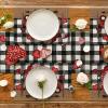 Artoid Mode Pink Car Black Buffalo Plaid Love Valentine Placemats Set of 4, 12×18 Inch Seasonal Anniversary Holiday Table Mats for Party Kitchen Dining Decoration(Black/Red)
