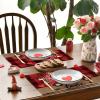 Artoid Mode Pink Car Black Buffalo Plaid Love Valentine Placemats Set of 4, 12×18 Inch Seasonal Anniversary Holiday Table Mats for Party Kitchen Dining Decoration(Red/Red)
