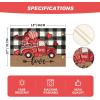 Artoid Mode Pink Car Black Buffalo Plaid Love Valentine Placemats Set of 4, 12×18 Inch Seasonal Anniversary Holiday Table Mats for Party Kitchen Dining Decoration(Black/Red)