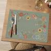 Artoid Mode Sage Florals Butterfly Spring Vinyl Placemats Set of 4, Washable Non-Slip Plastic Table Mats for Vintage Holiday Party Kitchen Dining Decor(Sage)