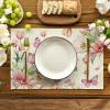Artoid Mode Tulip Mother’s Day Placemats Set of 4, 12×18 Inch Best Mom Ever Spring Holiday Table Mats for Party Kitchen Dining Decoration