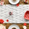 Artoid Mode White Soft Plush Faux Fur Jacquard Heart Valentine’s Day Table Runner, Seasonal Kitchen Dining Table Decoration for Home Party Decor 13×72 Inch(White)