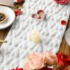 Artoid Mode White Soft Plush Faux Fur Jacquard Heart Valentine’s Day Table Runner, Seasonal Kitchen Dining Table Decoration for Home Party Decor 13×72 Inch(White)