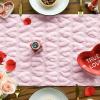 Artoid Mode White Soft Plush Faux Fur Jacquard Heart Valentine’s Day Table Runner, Seasonal Kitchen Dining Table Decoration for Home Party Decor 13×72 Inch(Pink)