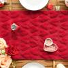 Artoid Mode White Soft Plush Faux Fur Jacquard Heart Valentine’s Day Table Runner, Seasonal Kitchen Dining Table Decoration for Home Party Decor 13×72 Inch(Red)