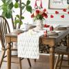 Artoid Mode White Soft Plush Faux Fur Jacquard Heart Valentine’s Day Table Runner, Seasonal Kitchen Dining Table Decoration for Home Party Decor 13×72 Inch(White)