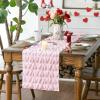 Artoid Mode White Soft Plush Faux Fur Jacquard Heart Valentine’s Day Table Runner, Seasonal Kitchen Dining Table Decoration for Home Party Decor 13×72 Inch(Pink)
