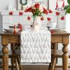Artoid Mode White Soft Plush Faux Fur Jacquard Heart Valentine’s Day Table Runner, Seasonal Kitchen Dining Table Decoration for Home Party Decor 13×72 Inch(White)