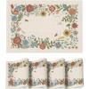 Artoid Mode Sage Florals Butterfly Spring Vinyl Placemats Set of 4, Washable Non-Slip Plastic Table Mats for Vintage Holiday Party Kitchen Dining Decor(Beige)