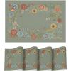 Artoid Mode Sage Florals Butterfly Spring Vinyl Placemats Set of 4, Washable Non-Slip Plastic Table Mats for Vintage Holiday Party Kitchen Dining Decor(Sage)