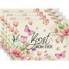Artoid Mode Tulip Mother’s Day Placemats Set of 4, 12×18 Inch Best Mom Ever Spring Holiday Table Mats for Party Kitchen Dining Decoration