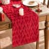 Artoid Mode White Soft Plush Faux Fur Jacquard Heart Valentine’s Day Table Runner, Seasonal Kitchen Dining Table Decoration for Home Party Decor 13×72 Inch(Red)