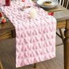 Artoid Mode White Soft Plush Faux Fur Jacquard Heart Valentine’s Day Table Runner, Seasonal Kitchen Dining Table Decoration for Home Party Decor 13×72 Inch(Pink)
