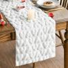 Artoid Mode White Soft Plush Faux Fur Jacquard Heart Valentine’s Day Table Runner, Seasonal Kitchen Dining Table Decoration for Home Party Decor 13×72 Inch(White)