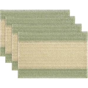 Artoid Mode Light Green Paper Woven Farmhouse Stripe Placemats Set of 4,12×18 Inch Seasonal Holiday Table Mats Party Kitchen Dining Decoration(Light Green)